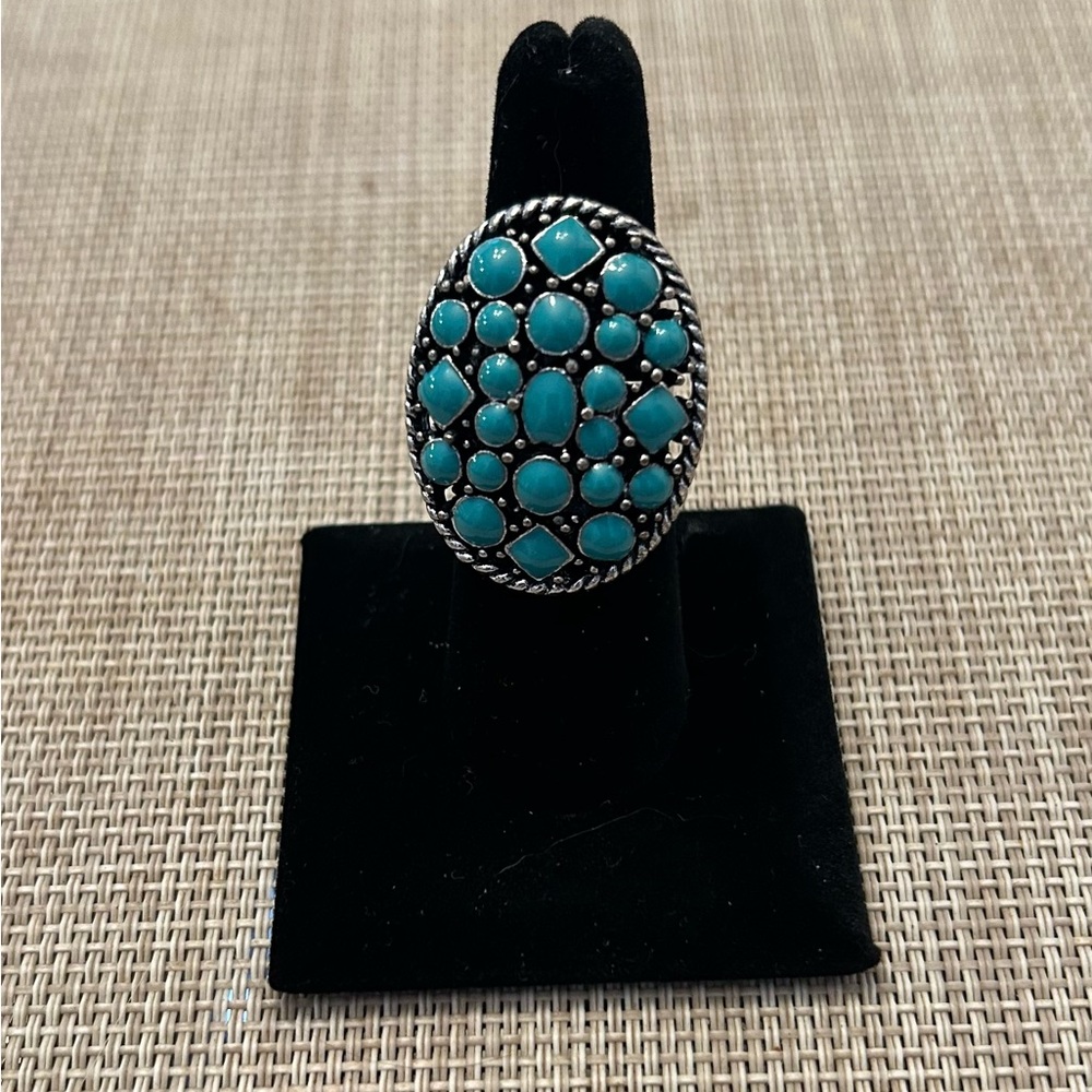 Source Unknown Teal Gemstone Ring - image 2